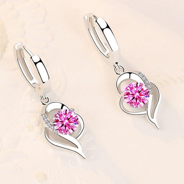 925 Sterling Silver and Zirconia Inlaid Floral Earrings displayed on a light background—perfect for those seeking high-quality jewelry with sparkling floral designs.